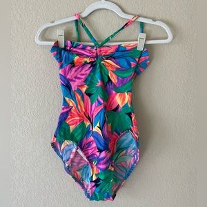 Colorful vintage one piece bathing suit size 20 fits a S/M